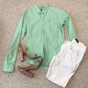 Ralph Lauren Mint Green Button Down Polo Shirt